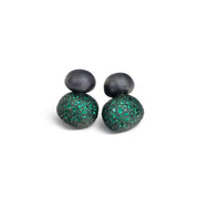 Todd Reed earrings with Natural emeralds (~22.05ct) sterling silver with patina, 18k yellow gold earring post